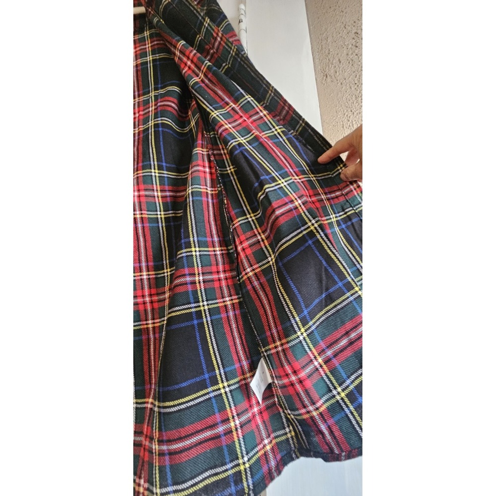 NWT FRANCESCA'S blue rain woman's M shirt dress plaid Christmas ruffles - Picture 5 of 8
